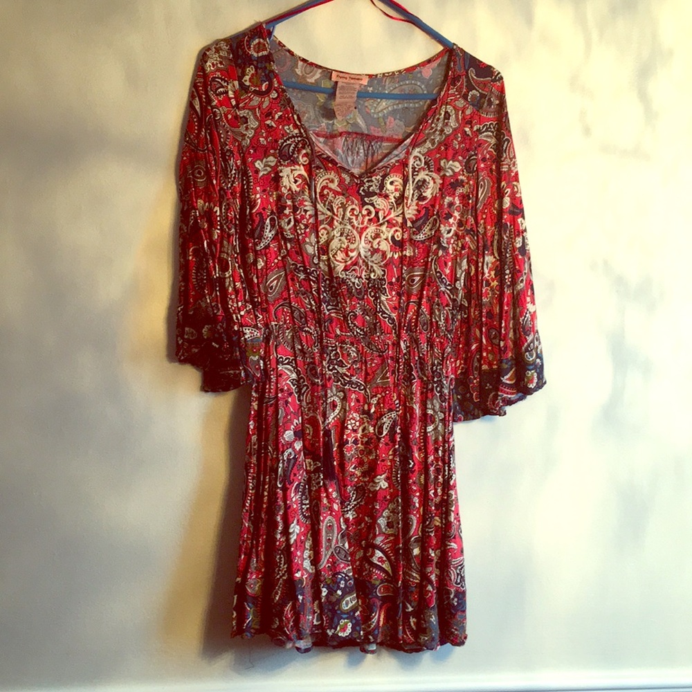 Flying tomato Colorful boho romper with tassels and bell sleeves
